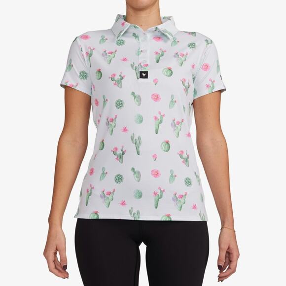 Bad Birdie Desert Hazard Short Sleeve golf Polo Shirt cactus print size small - Picture 1 of 7